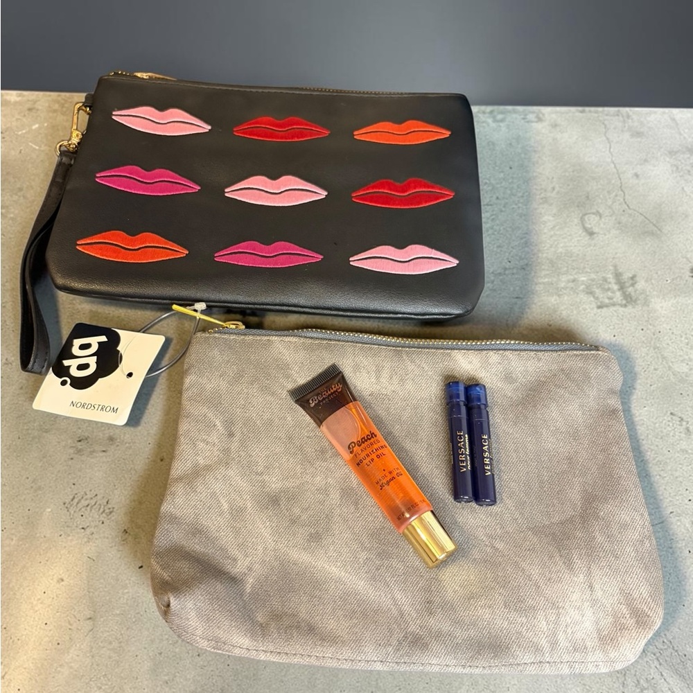 BP Nordstrom Wristlet/Sondra Robert’s Lip Makeup Bag Beauty Bundle